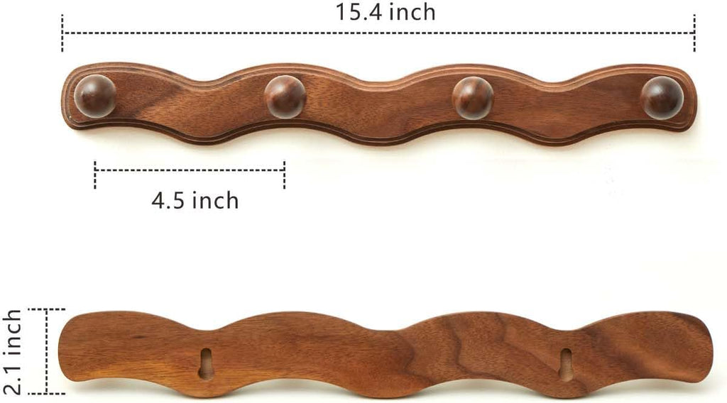 4Pack Walnut Wall Coat Hooks
