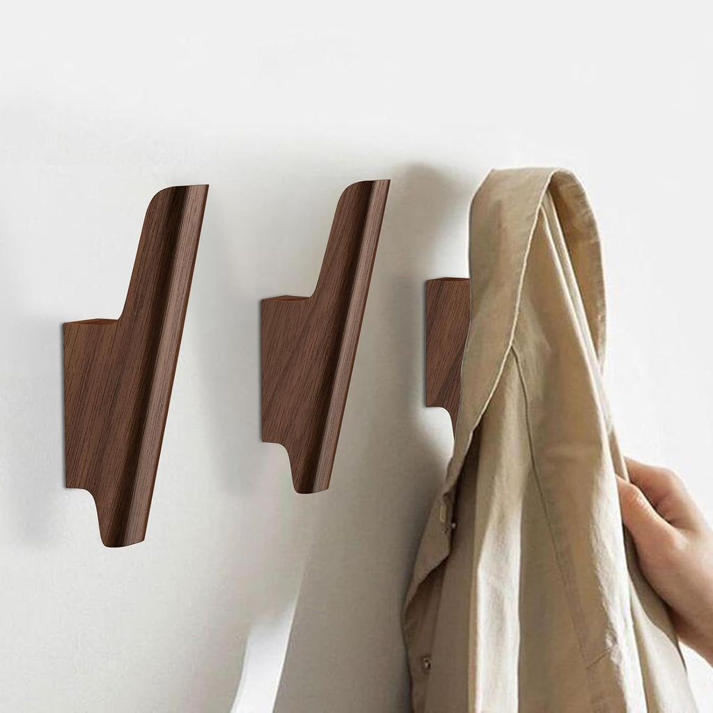 4 Pack Dark Walnut Wall Coat Hooks