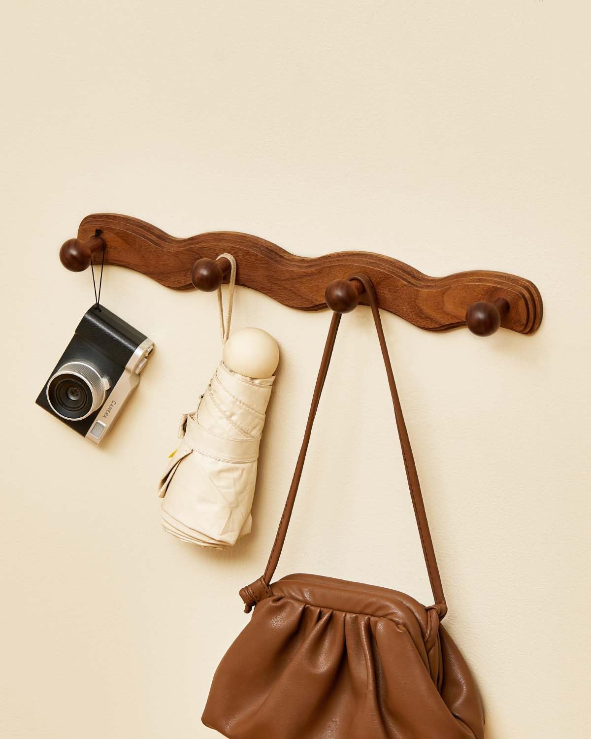 4Pack Walnut Wall Coat Hooks