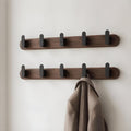 19.7" Walnut Black Hook Coat Rack