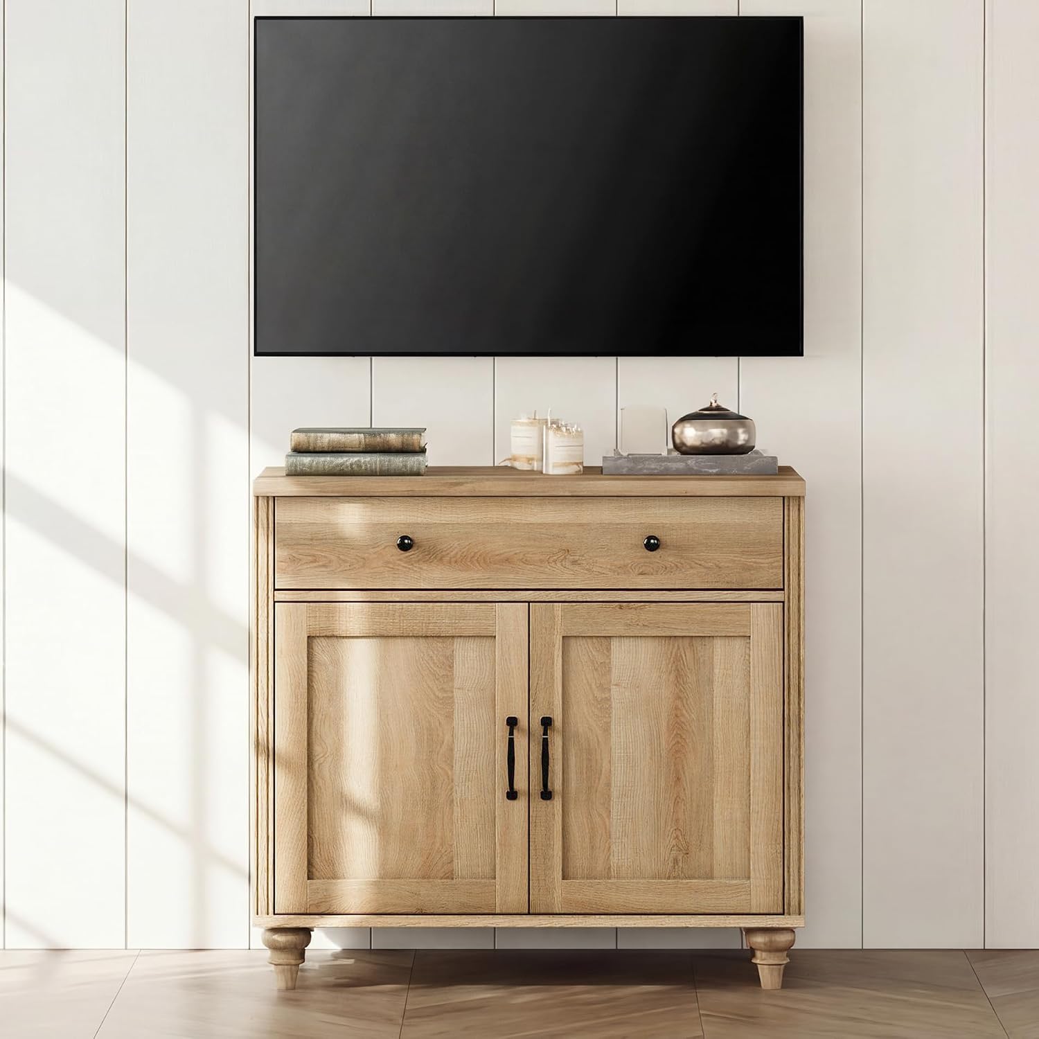 34" Oak Farmhouse Sideboard Cabinet
