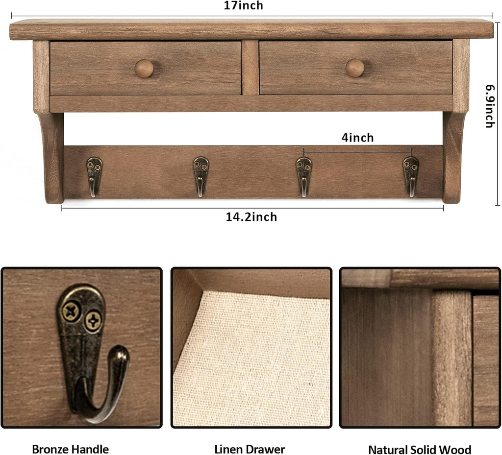 Walnut Farmhouse Wall Coat Rack
