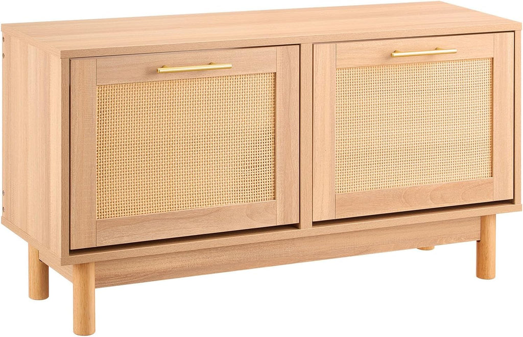 Rattan Flip Drawer Entryway Shoe Bench