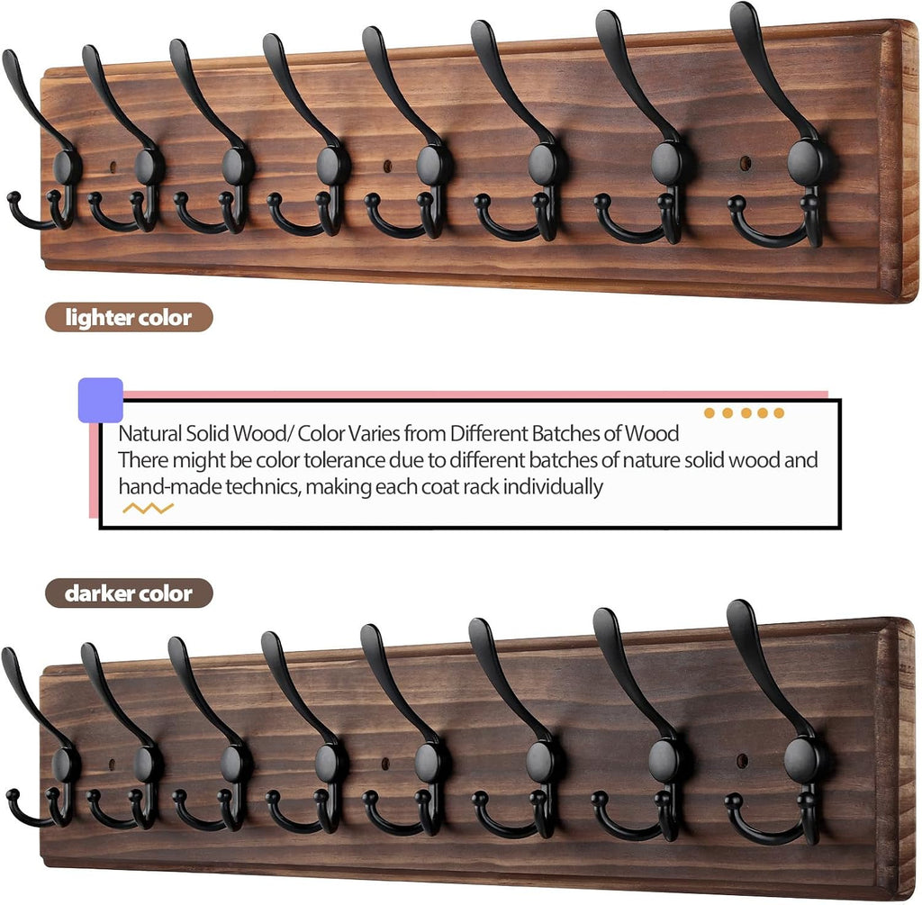 Brown 8 Triple Hooks Wall Coat Rack