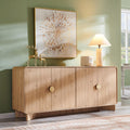 70" Natural Oak Curved 4 Doors Modern Sideboard Buffet