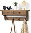 Walnut Farmhouse Wall Coat Rack