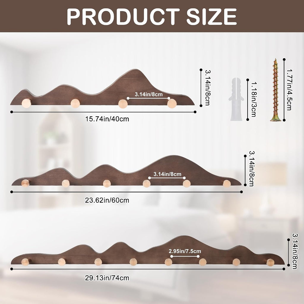 Walnut Gold Hook Wall Coat Rack