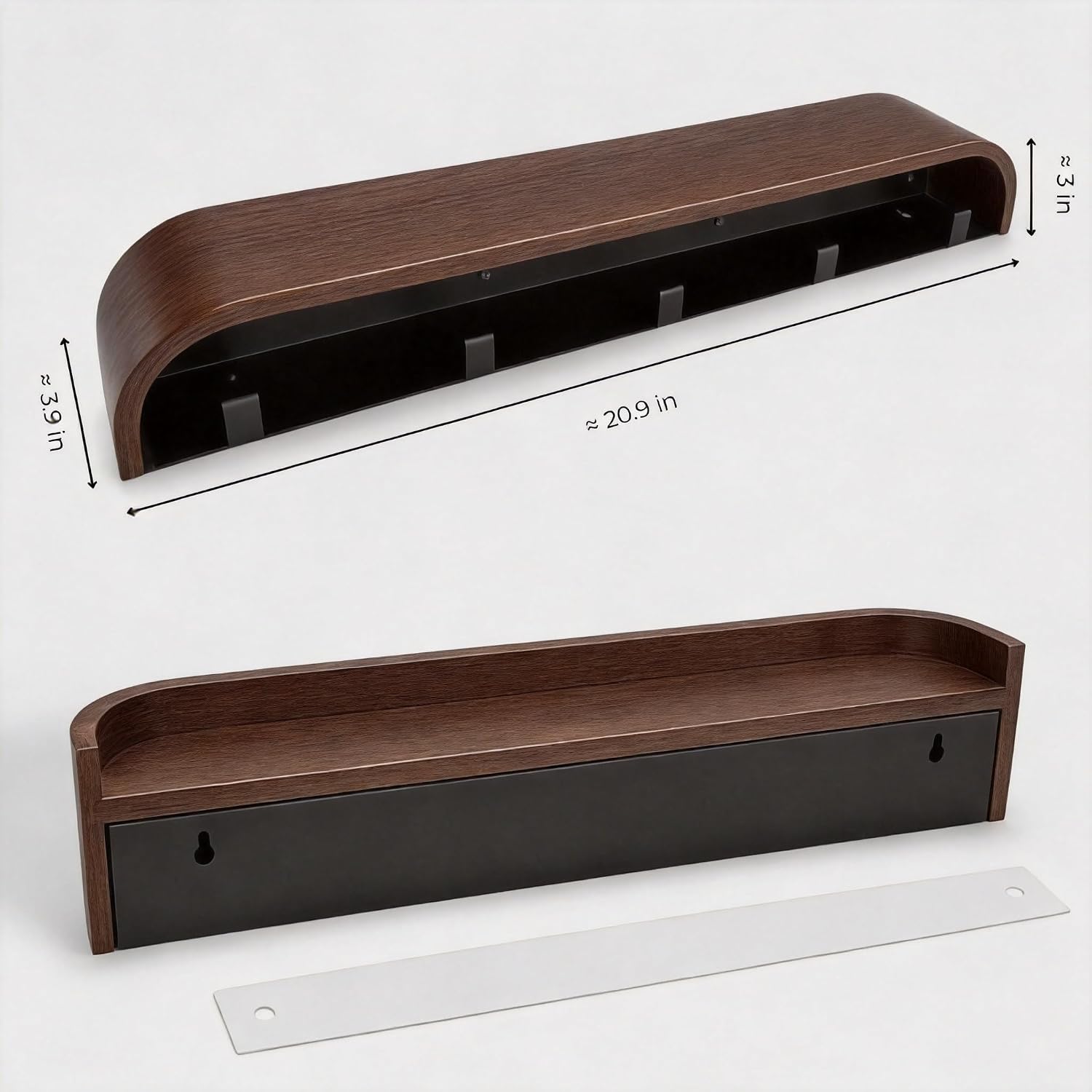 Walnut Wall Coat Rack with Shelf
