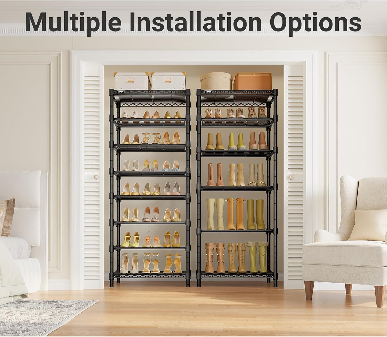 8-Tier Black Heavy Duty Metal Shoe Rack