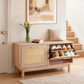 Rattan Flip Drawer Entryway Shoe Bench