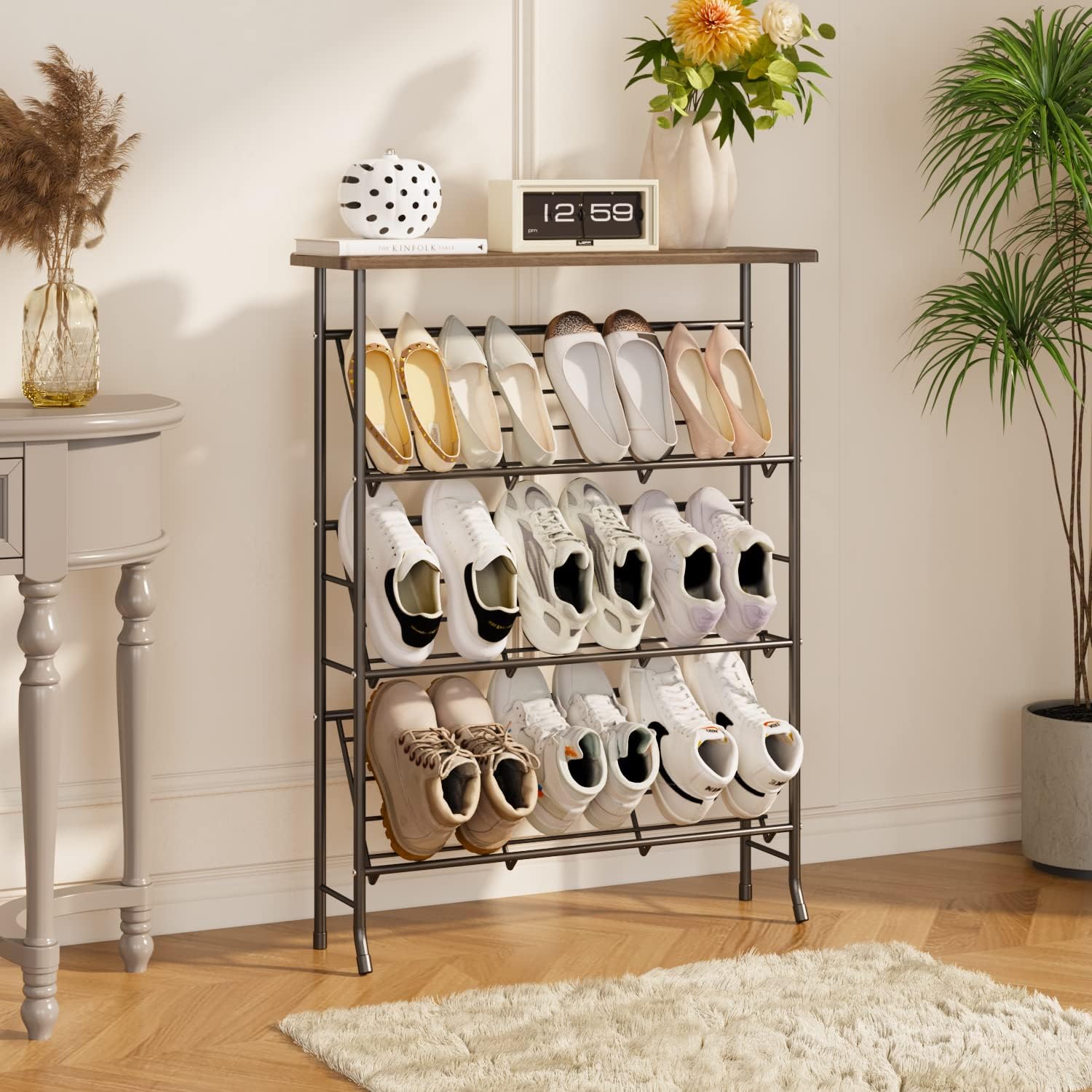 Narrow 4 Tier Metal Shoe Storage Rack