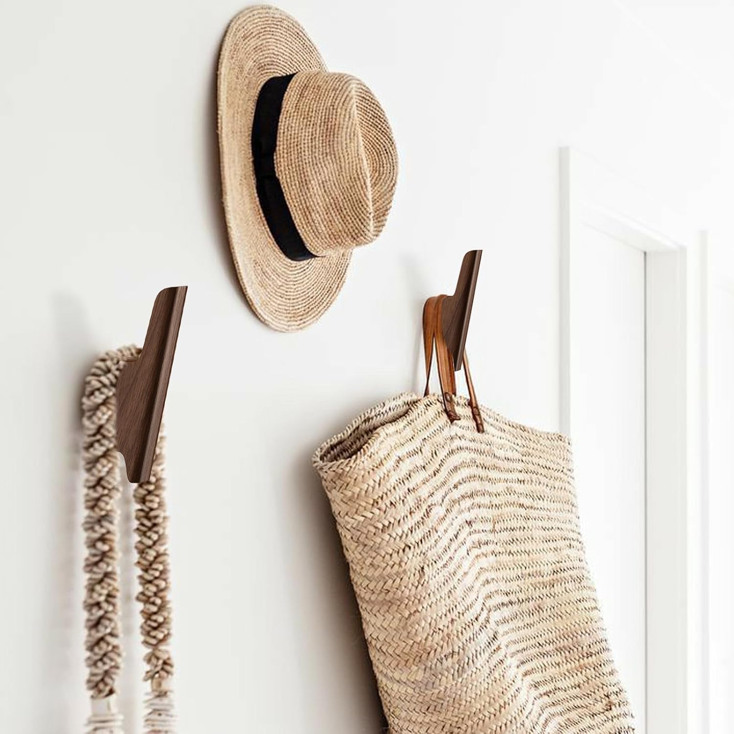 4 Pack Dark Walnut Wall Coat Hooks