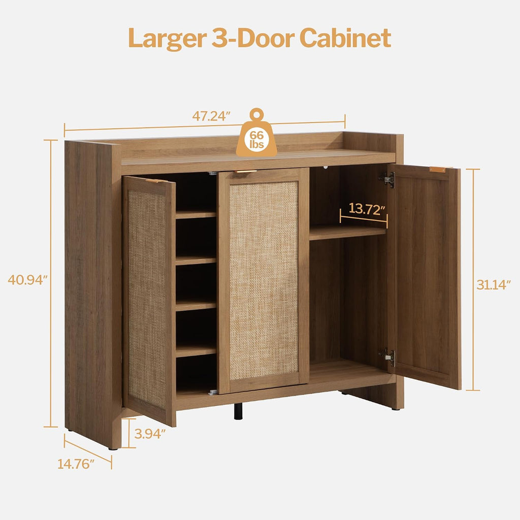 41" Tall 6-Tier Rattan Shoe Cabinet