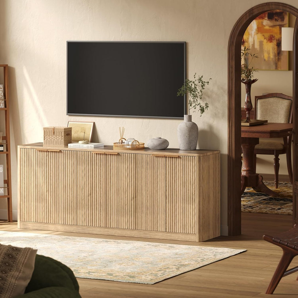 67" Fluted Oak 6-Door Sideboard
