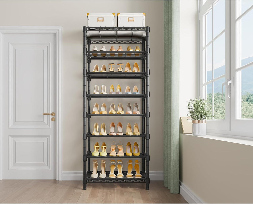 8-Tier Black Heavy Duty Metal Shoe Rack