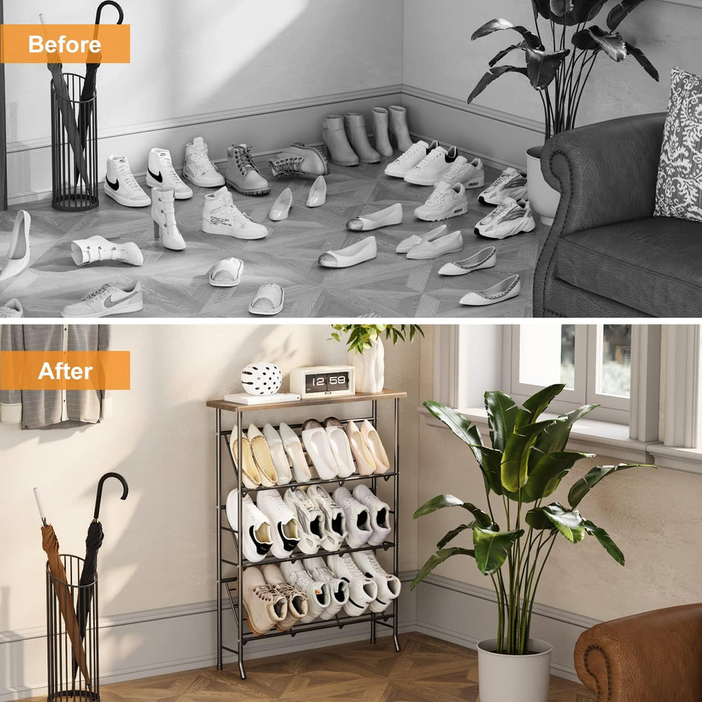 Narrow 4 Tier Metal Shoe Storage Rack