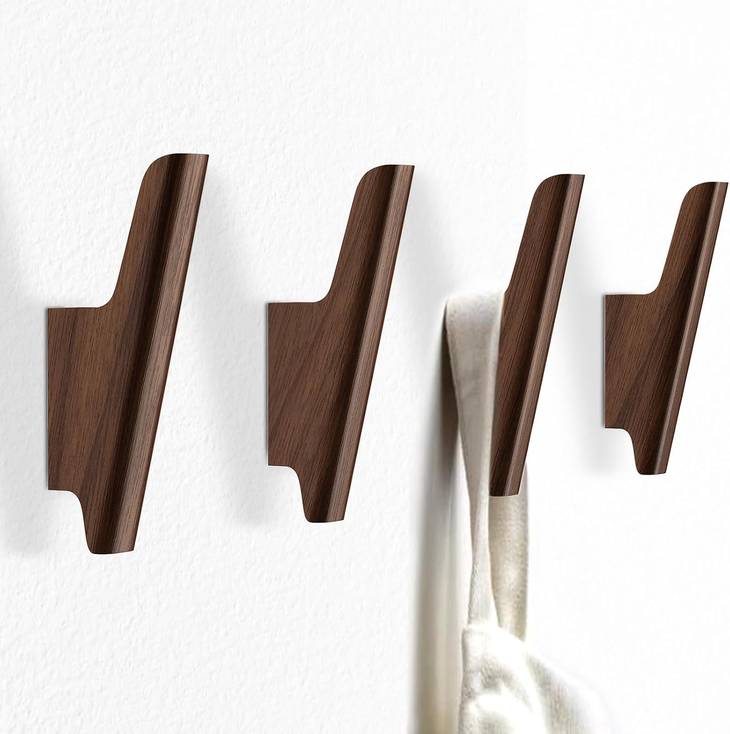 4 Pack Dark Walnut Wall Coat Hooks