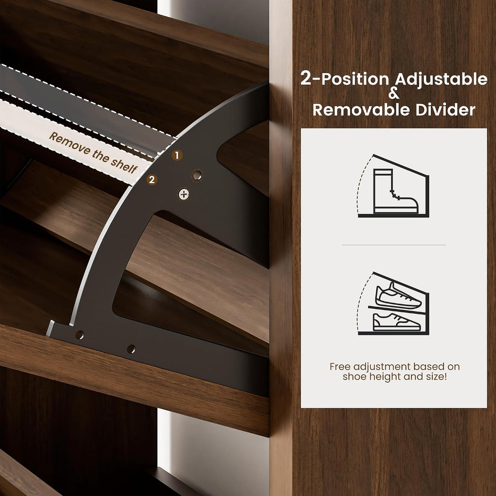 Slim Rattan Flip Drawer Shoe Storage Cabinet