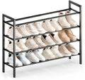 Expandable 4-Tier Black Metal Shoe Rack