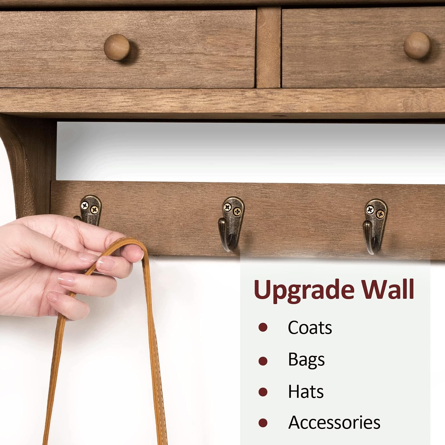 Walnut Farmhouse Wall Coat Rack