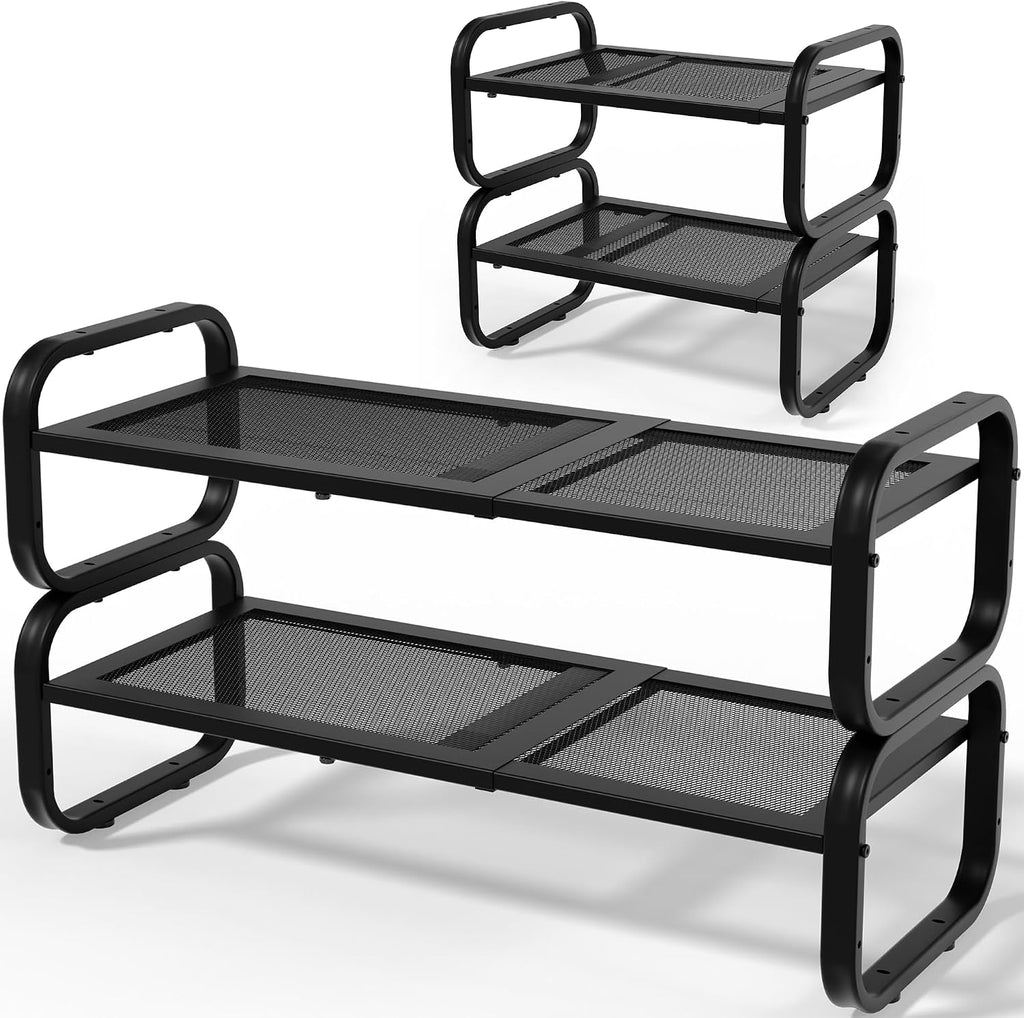 Expandable 2 Tier Metal Shoe Rack