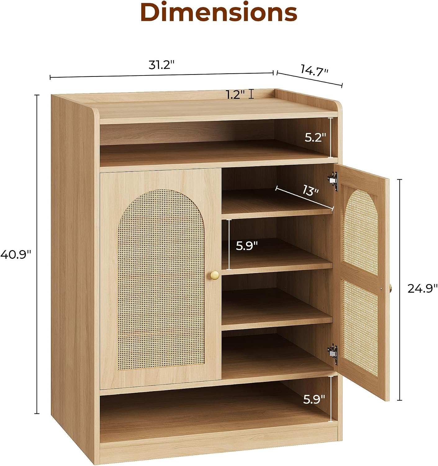 6-Tier Rattan LED Shoe Storage Cabinet