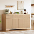 57" Natural Oak Fluted Sideboard with Drawers & Doors