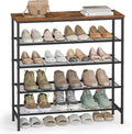 5-Tier Rustic Brown Black Metal Shoe Rack