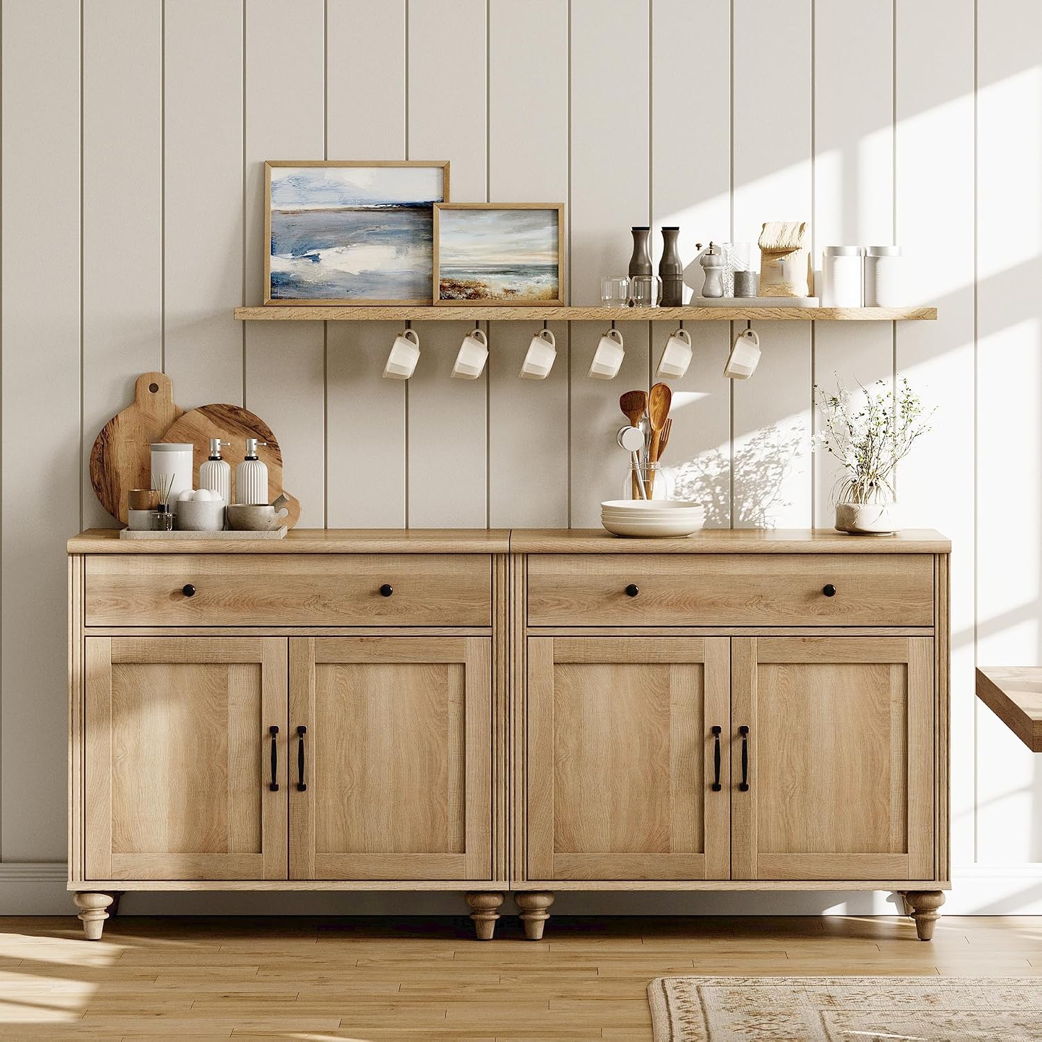 68" Oak Farmhouse Sideboard