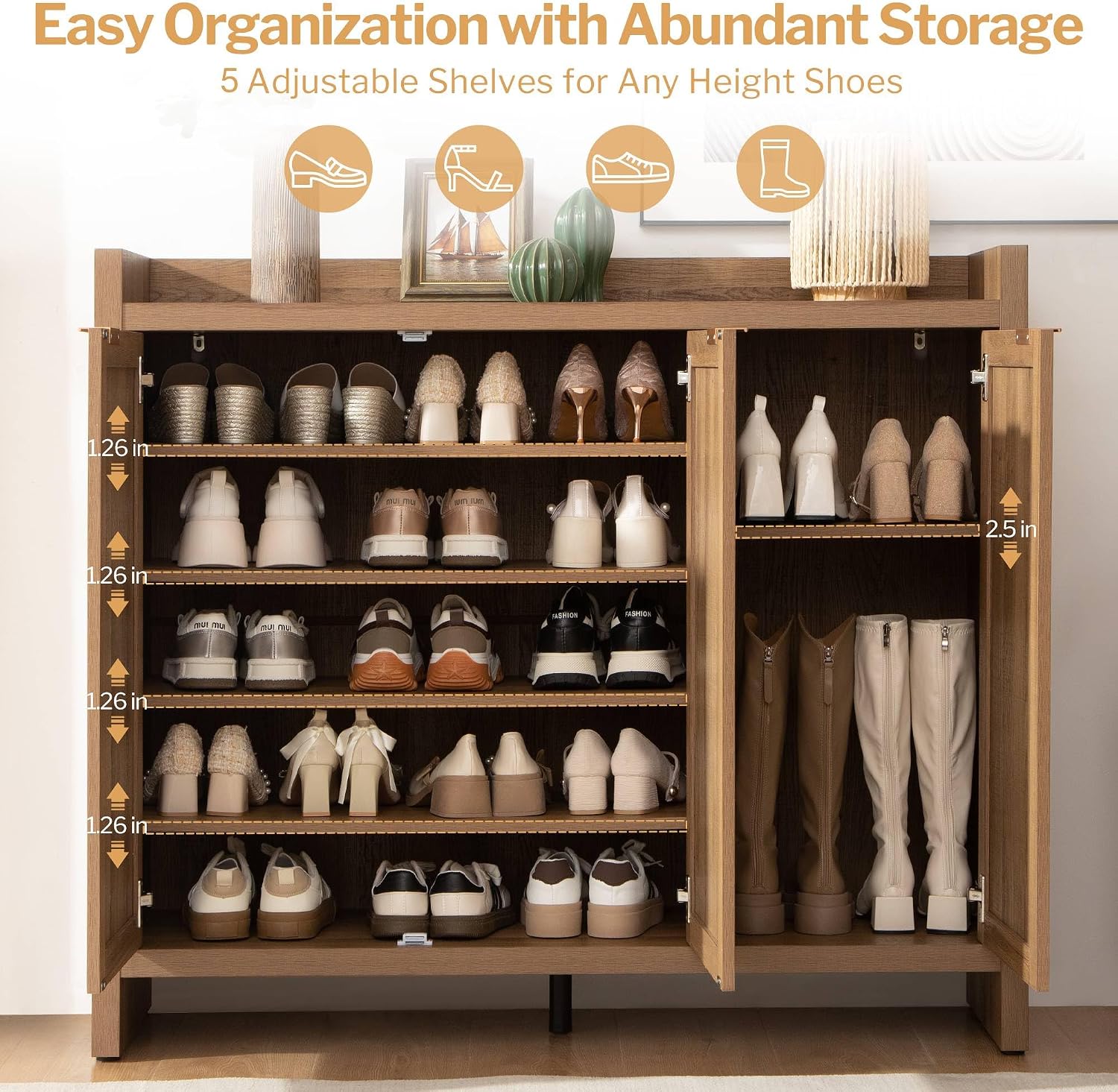 41" Tall 6-Tier Rattan Shoe Cabinet