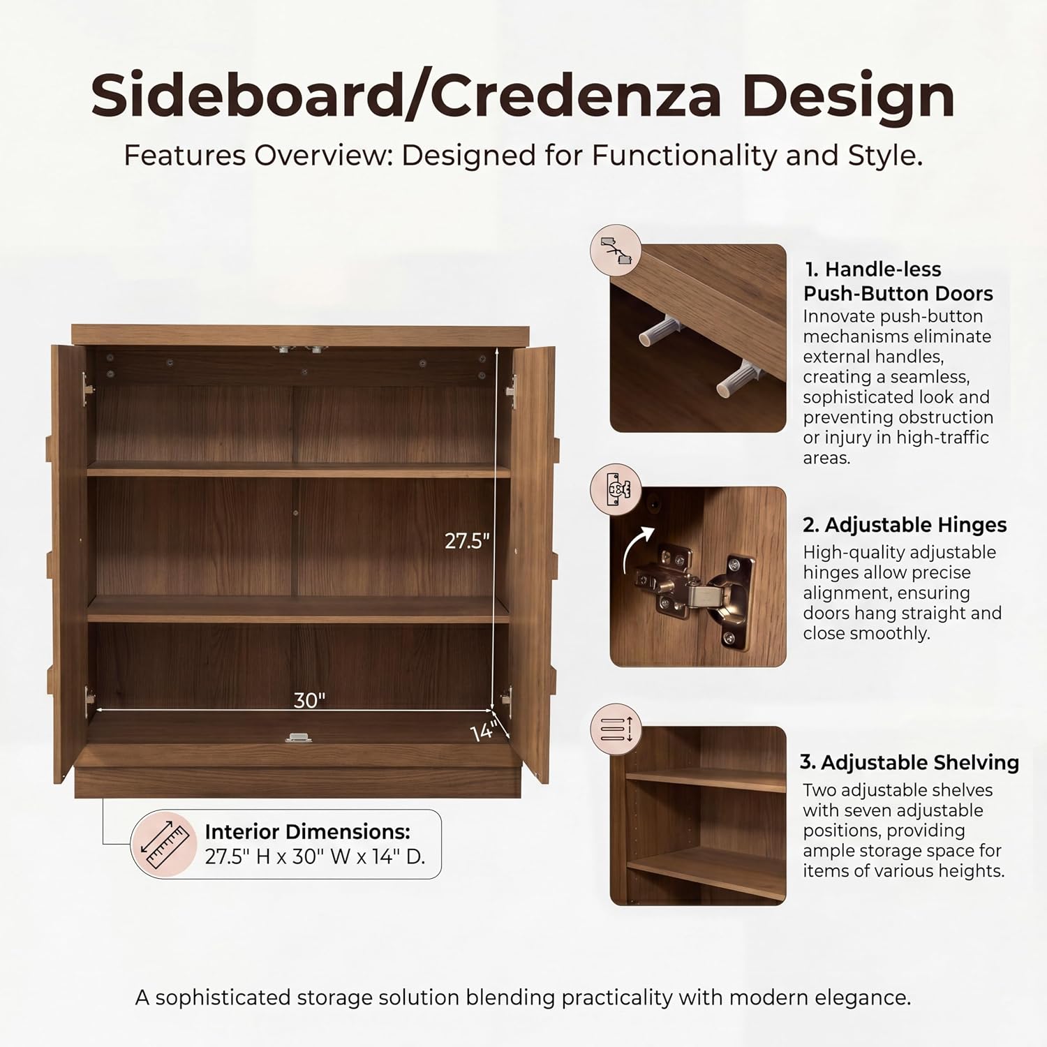 Brown Oak Woven Textured Long Sideboard