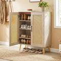 4-Tier Natural Rattan Door Shoe Cabinet