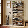 10 Tier Narrow Rustic Brown Metal Shoe Rack With Wood Top