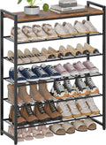 6 Tier Rustic Brown Black Metal Shoe Rack With Wood Top