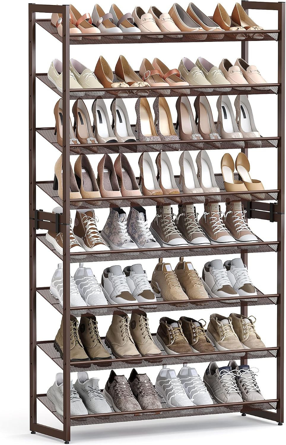 Set of 2 Stackable 4-Tier Bronze Metal Shoe Rack