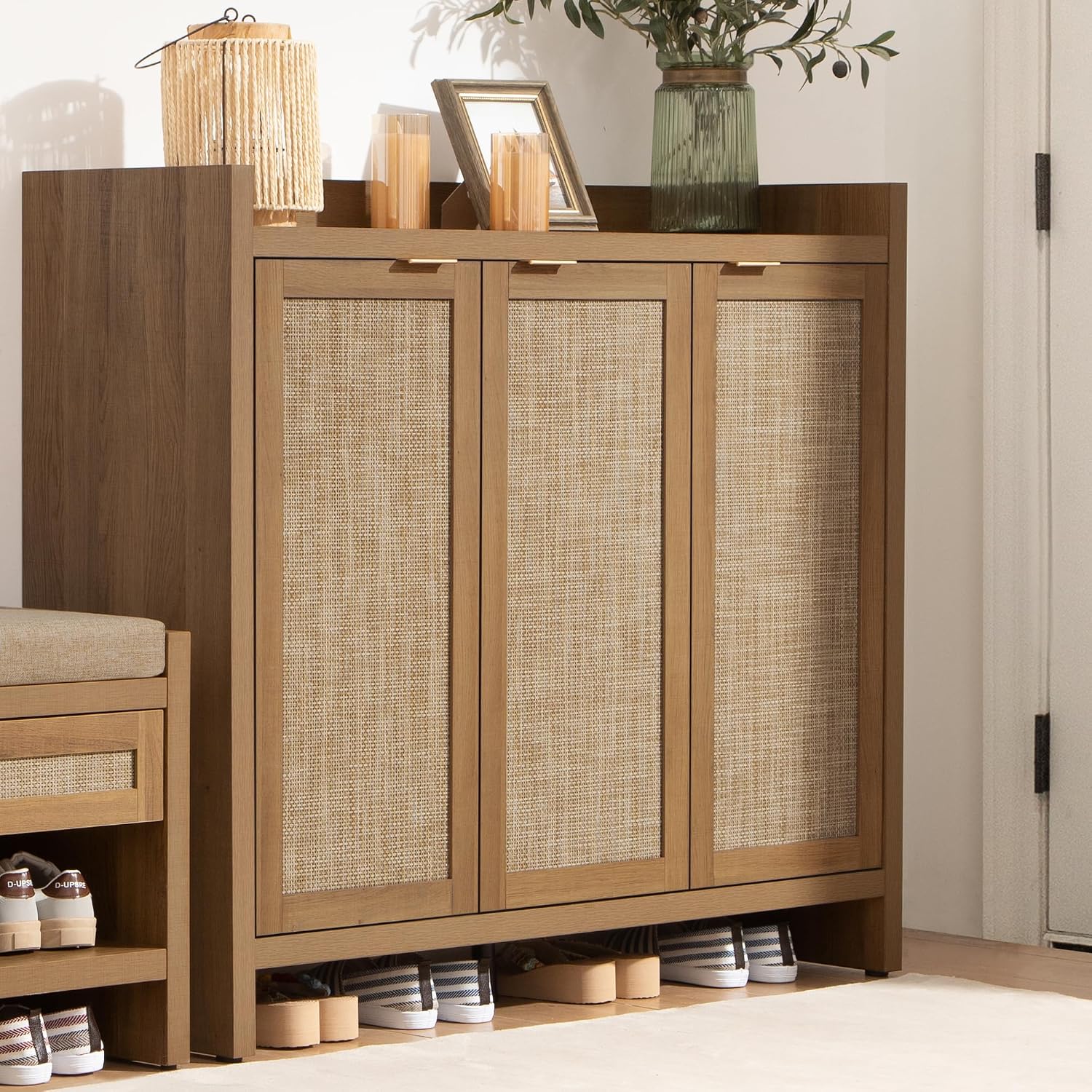 41" Tall 6-Tier Rattan Shoe Cabinet