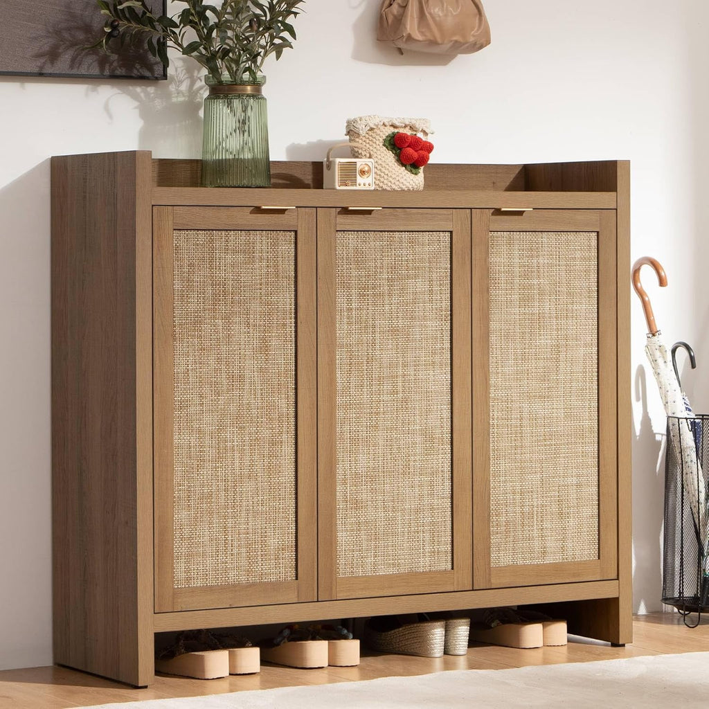41" Tall 6-Tier Rattan Shoe Cabinet