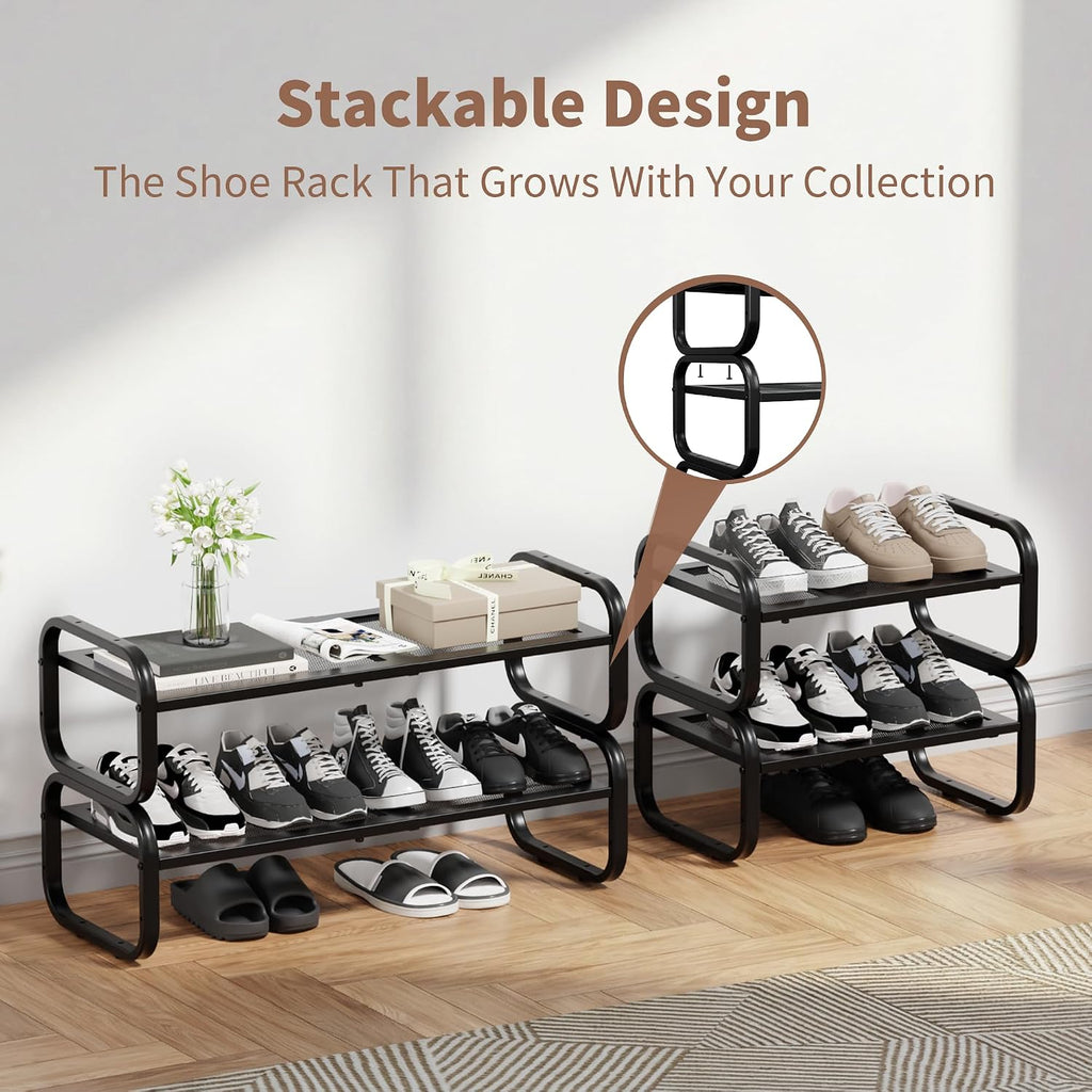 Expandable 2 Tier Metal Shoe Rack