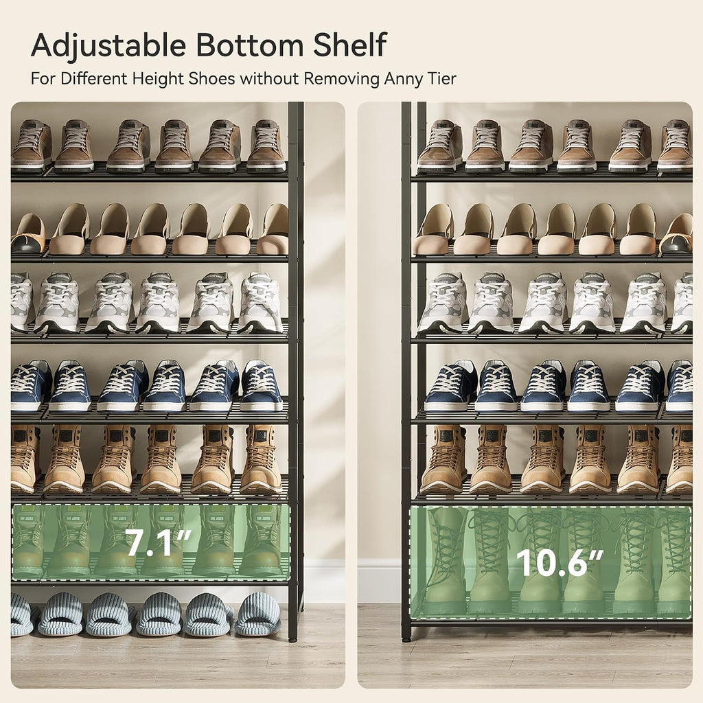 43.3" Wide 8-Tier Reinforced Metal Shoe Rack for 50 Pairs