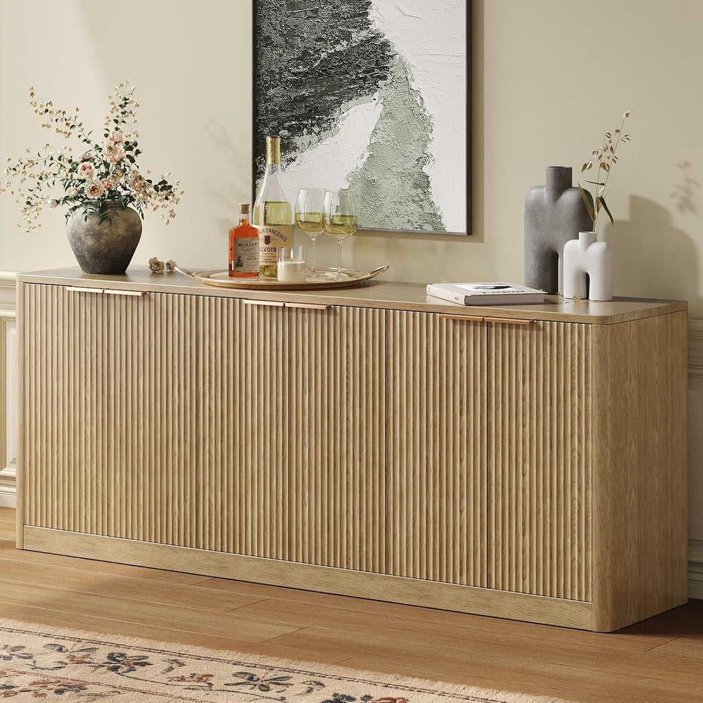 67" Fluted Oak 6-Door Sideboard