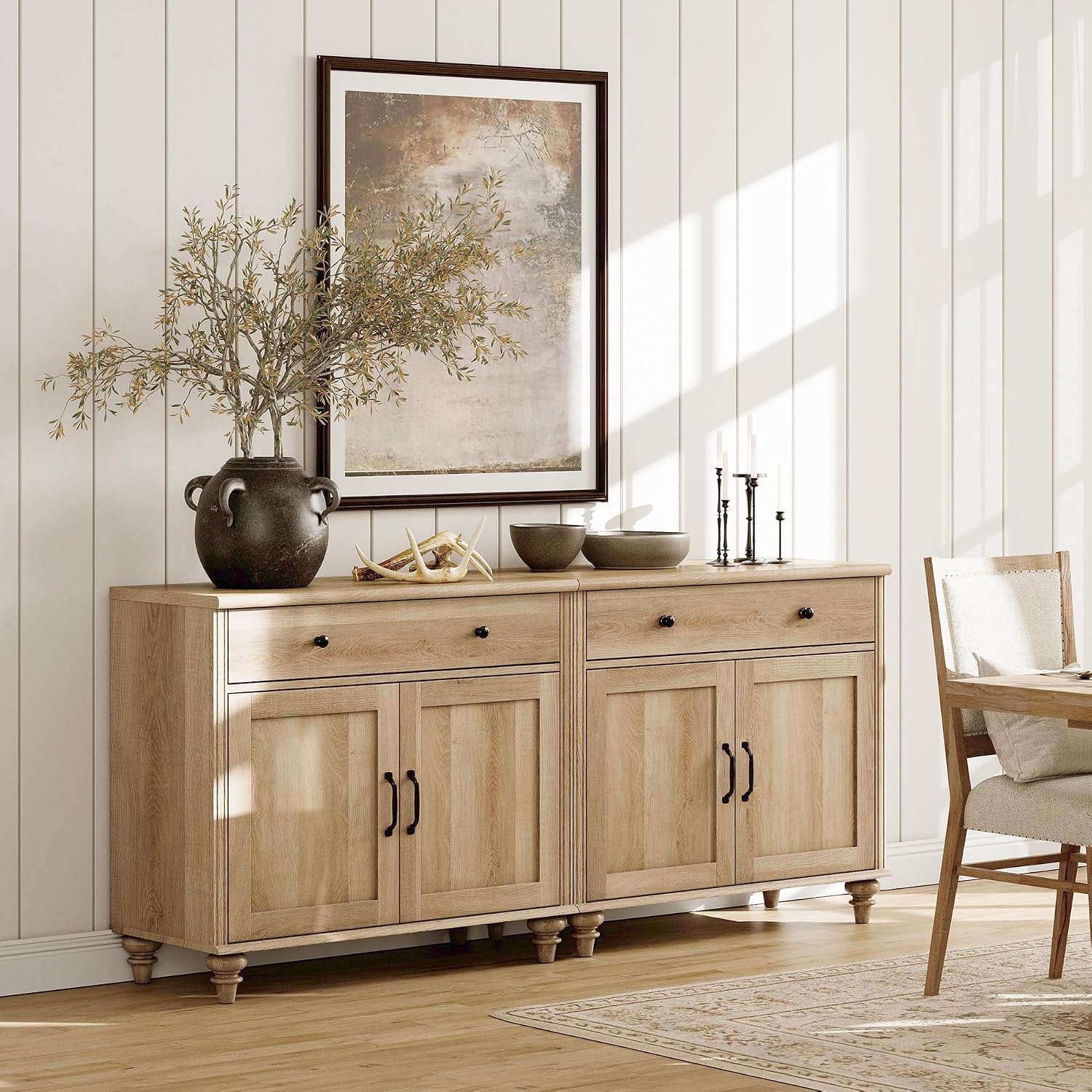 68" Oak Farmhouse Sideboard