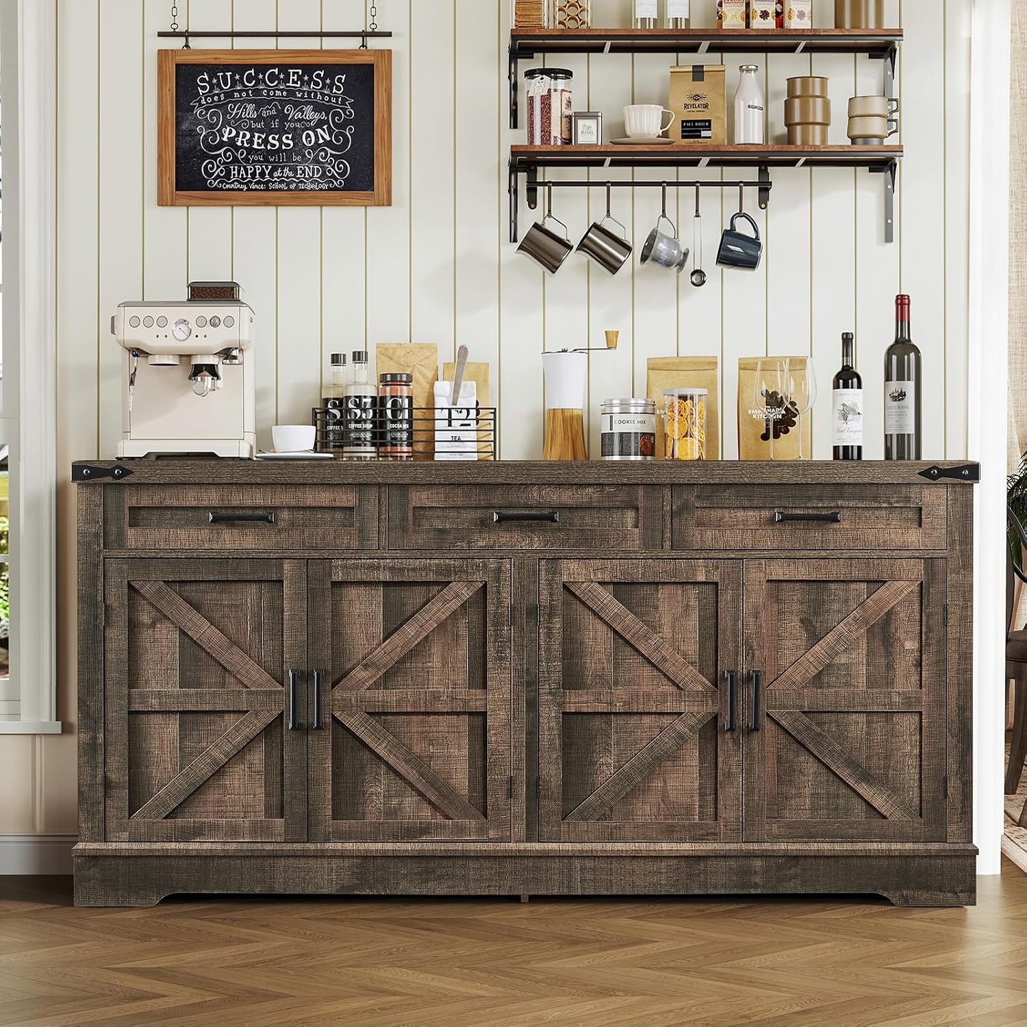61" Antique Oak Farmhouse Sideboard