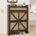 Slim Rattan Flip Drawer Shoe Storage Cabinet
