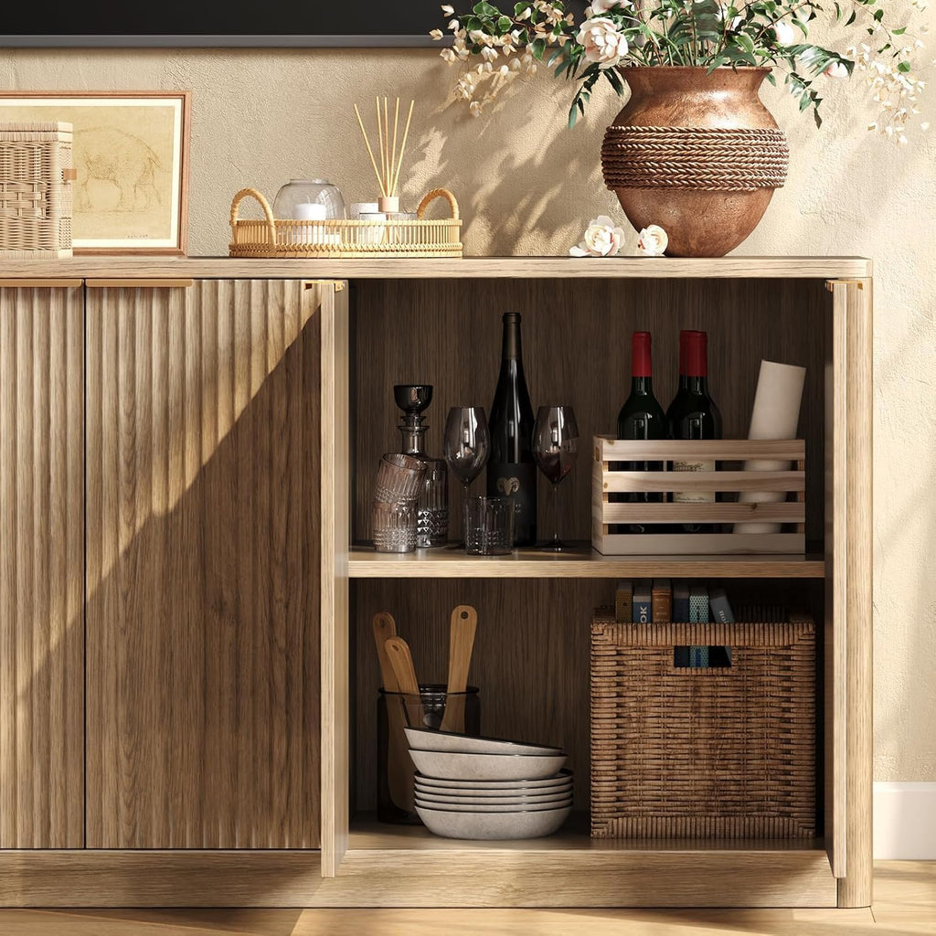 67" Fluted Oak 6-Door Sideboard