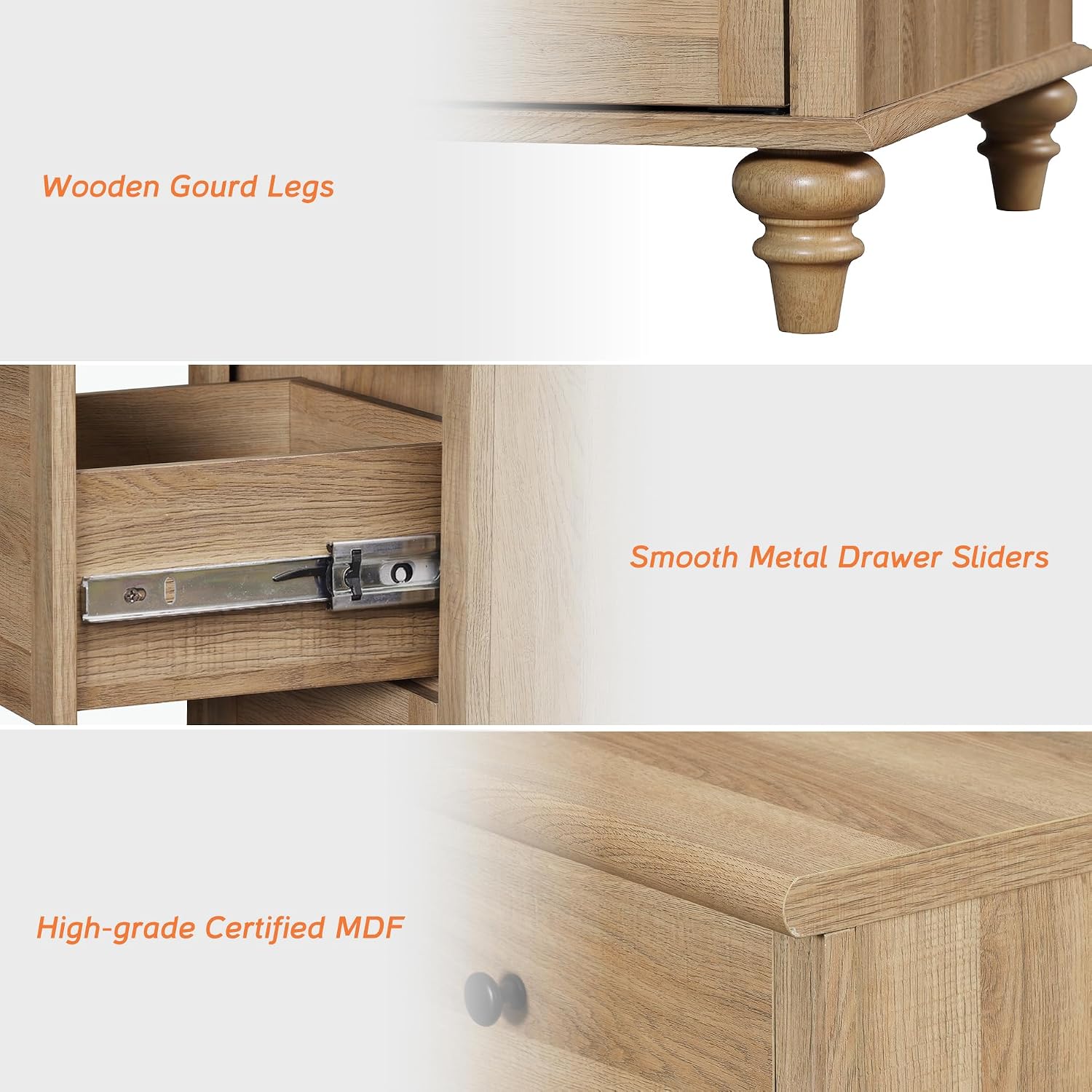 34" Oak Farmhouse Sideboard Cabinet