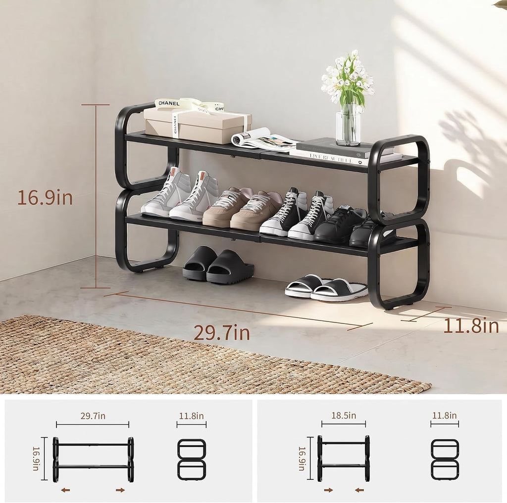 Expandable 2 Tier Metal Shoe Rack