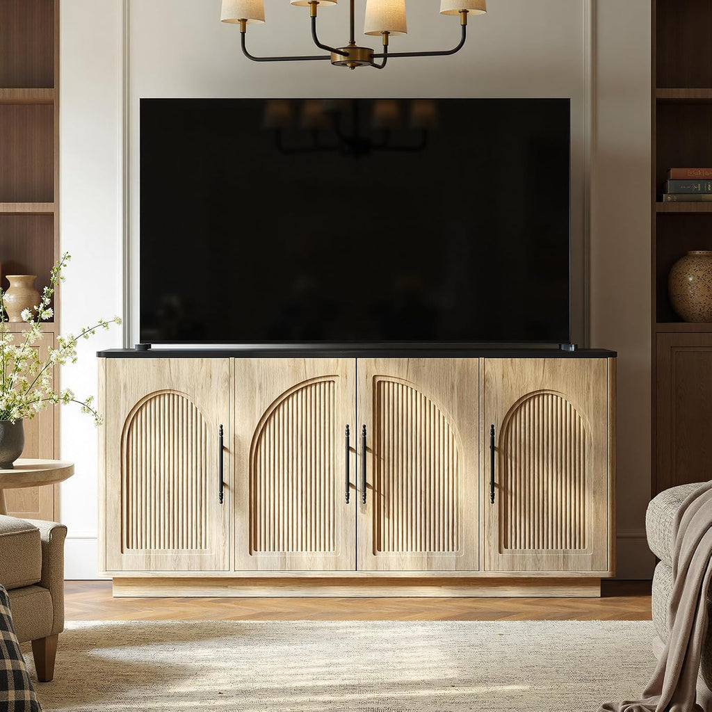 67" Oak Fluted Arched Sideboard