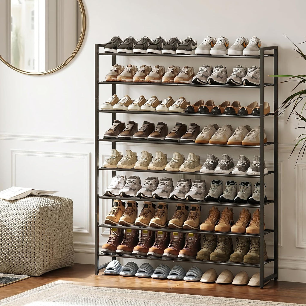43.3" Wide 8-Tier Reinforced Metal Shoe Rack for 50 Pairs