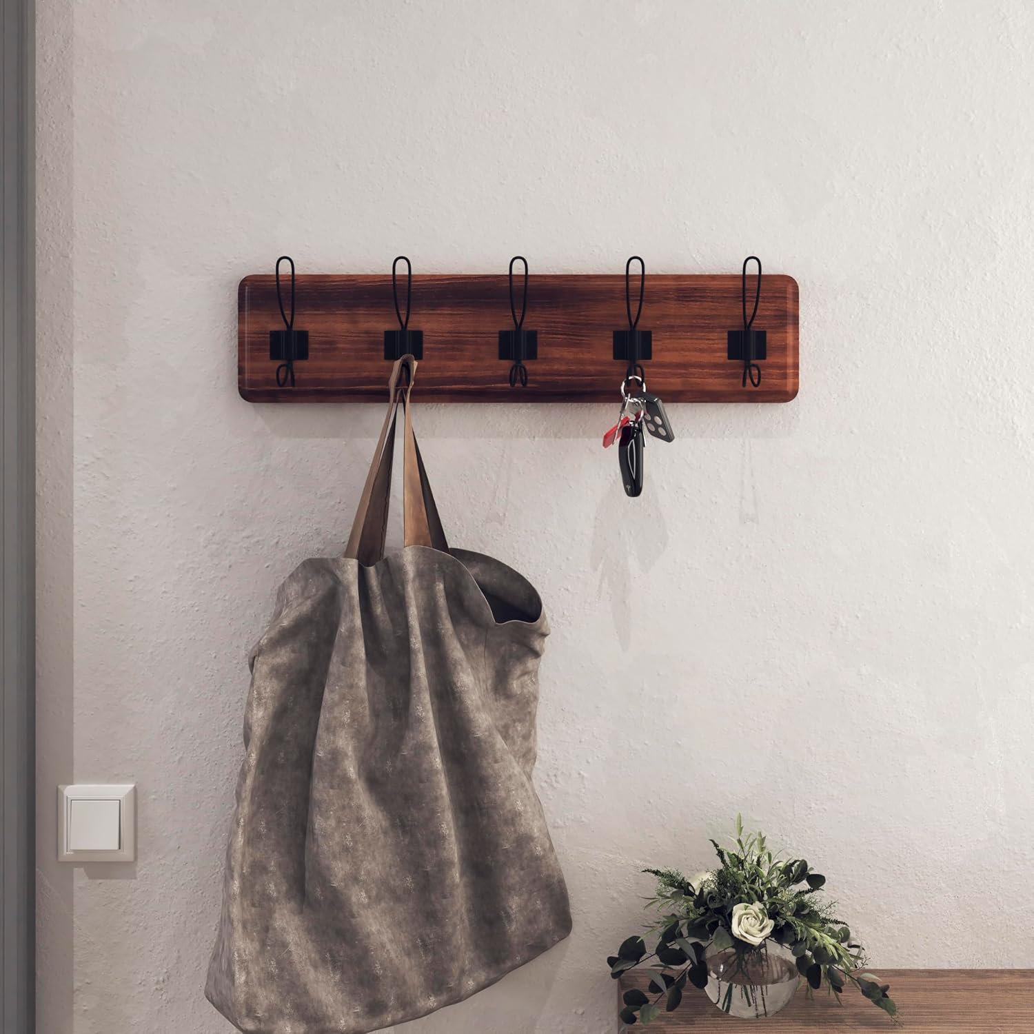 24" Dark Wash Pine Farmhouse Coat Rack