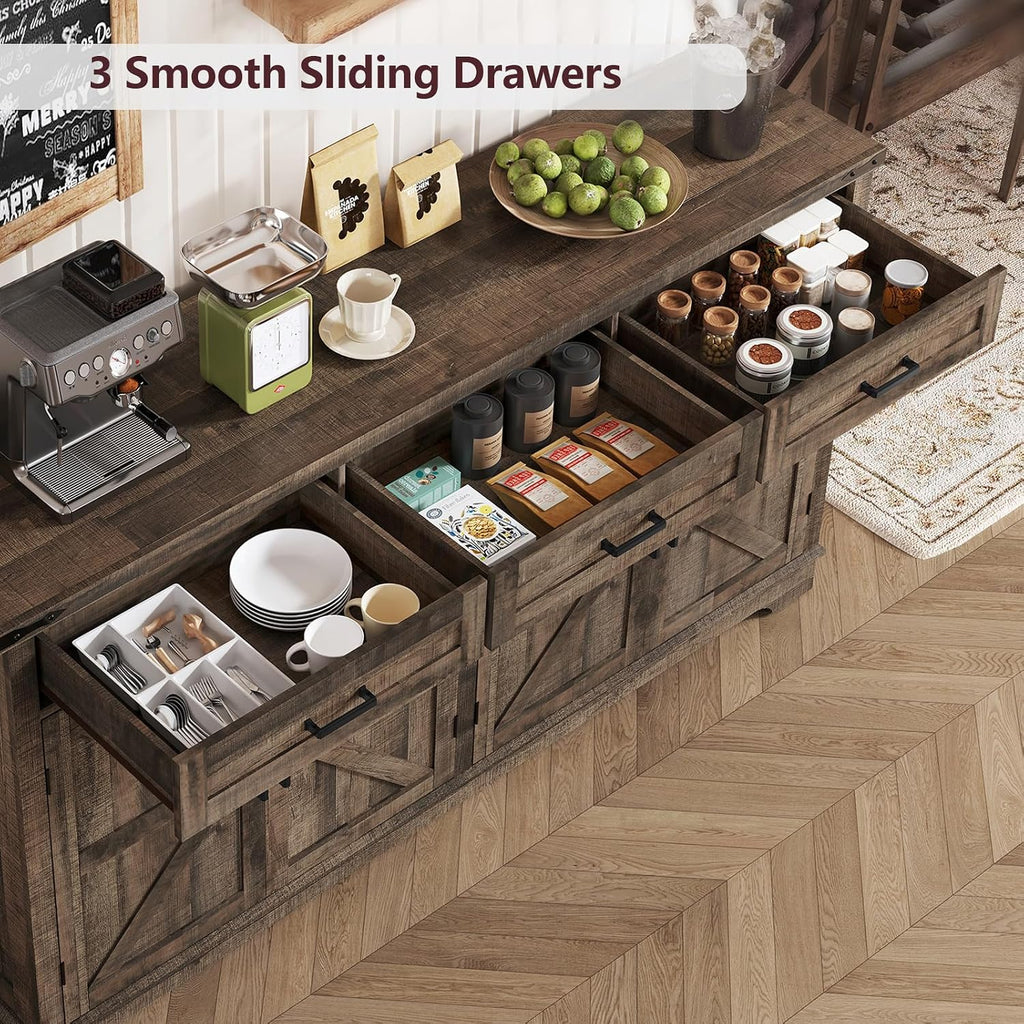 61" Antique Oak Farmhouse Sideboard